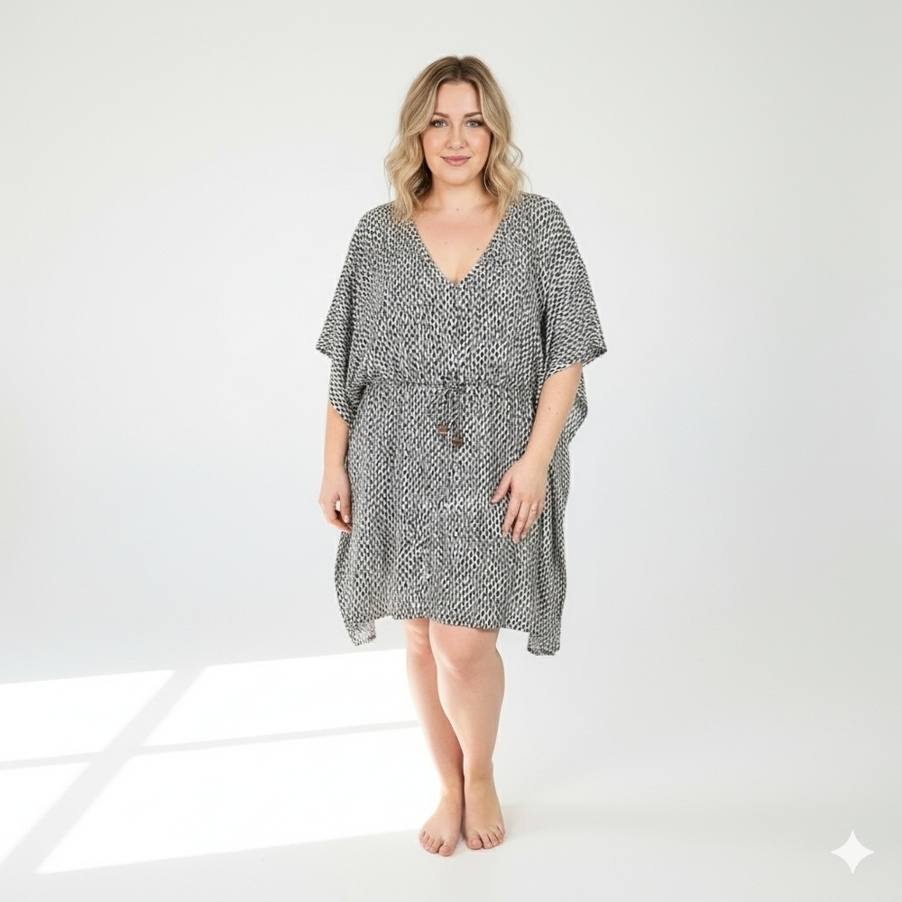 Lands End Swim Cover-up White Kimono Sleeve Beach Vacation Womens Size 0X 14W